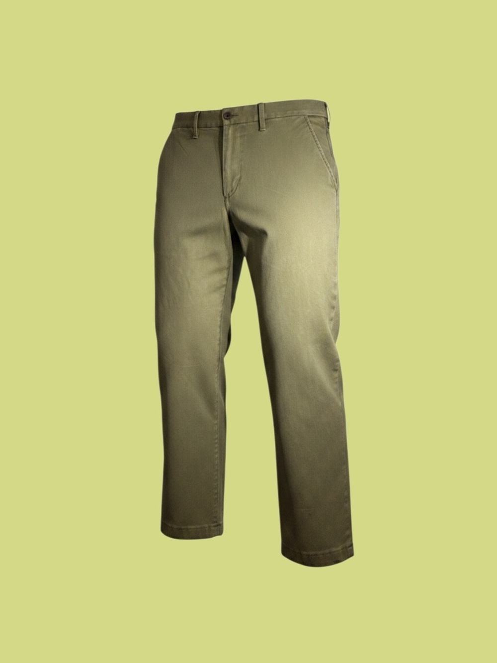 Lands’ End Traditional Fit Plain Front Olive Khaki Chino Pants 34 x 28